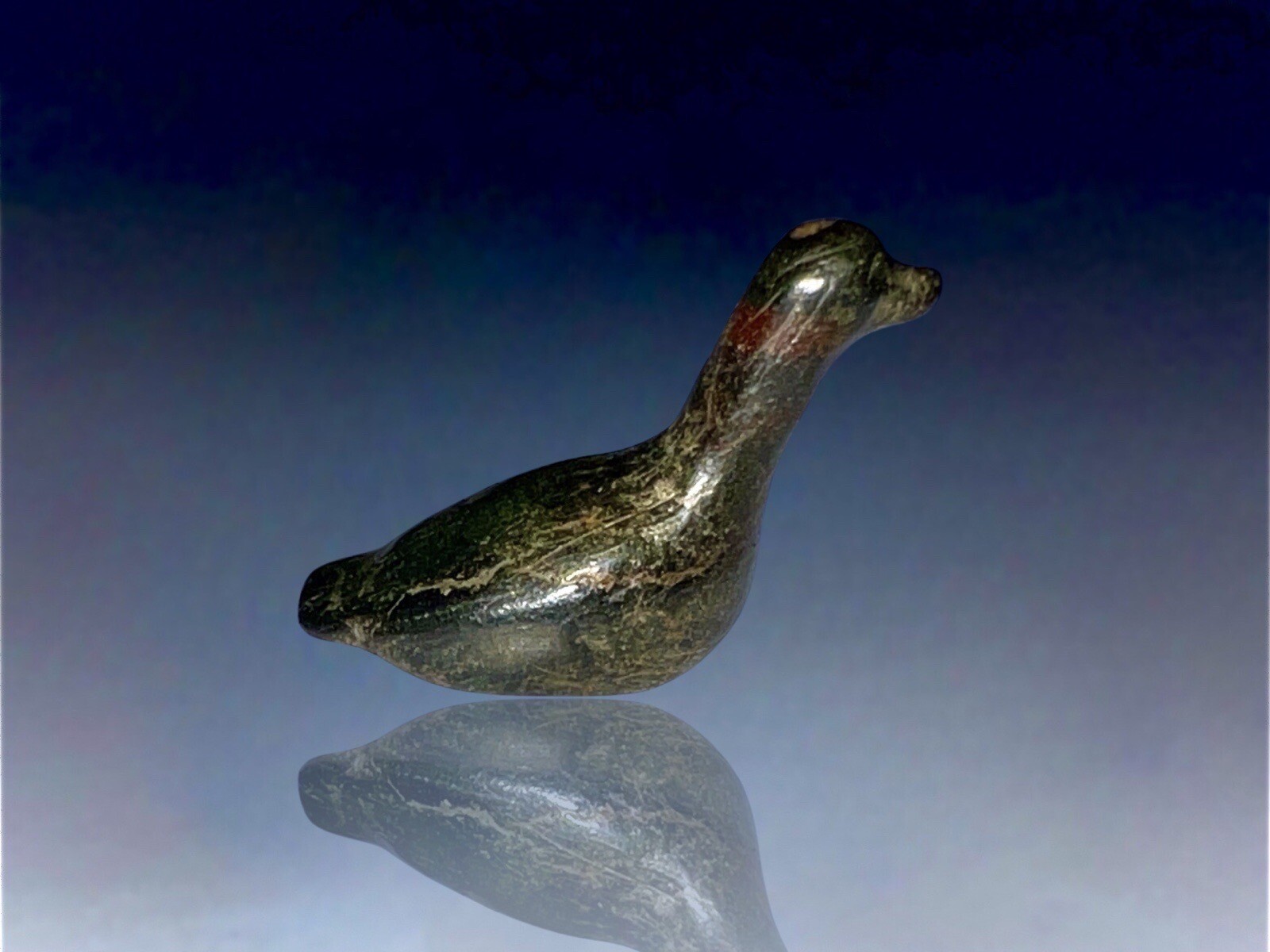 19th Century Inupiat Inuit Carved Stone Hunting Loon Effigy / Fetish