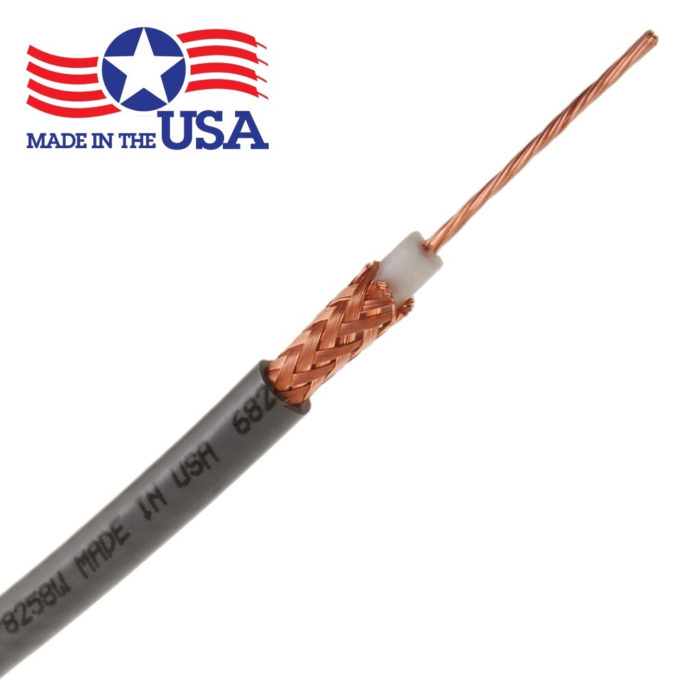 500ft RG8X Mini-RG8 50 Ohm Bare-Copper Made-in-The-USA Bulk Coax Cable, Gray