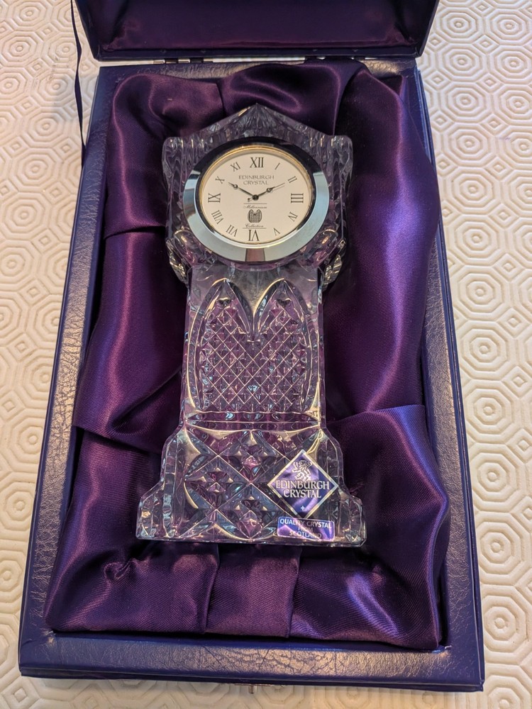 Edinburgh Crystal Clock Millennium Collection Clock In Presentation Box