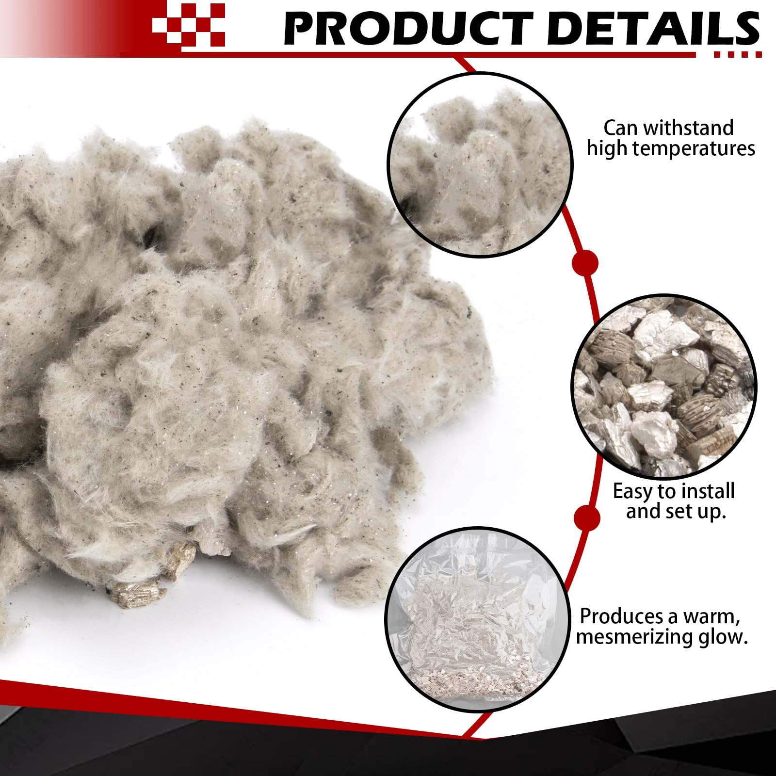 Rock Wool Gas Fireplace Embers, 6 oz, Glowing Ember Enhancement for Gas Logs ...