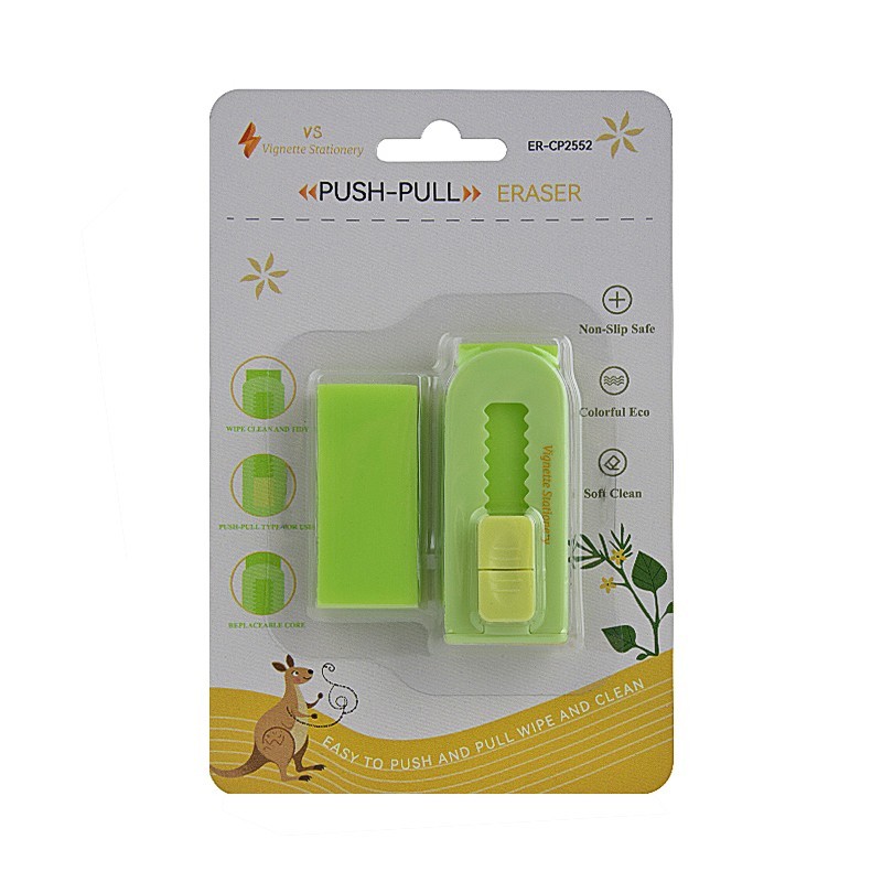 Retractable Eraser with Extra Refill Soft Rubber Break Resistant School Student
