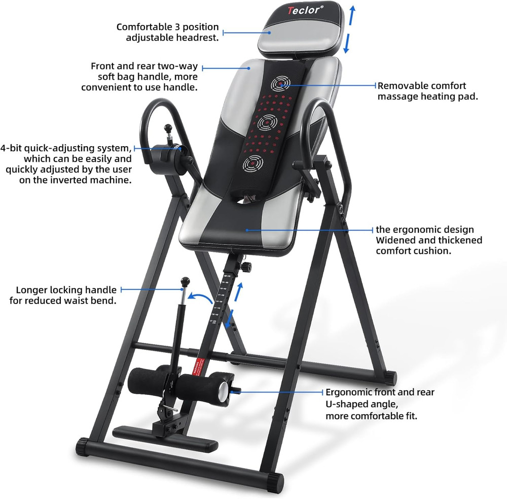 Inversion Table,Advanced Heat and Massage Function,Strength Training Inversion T