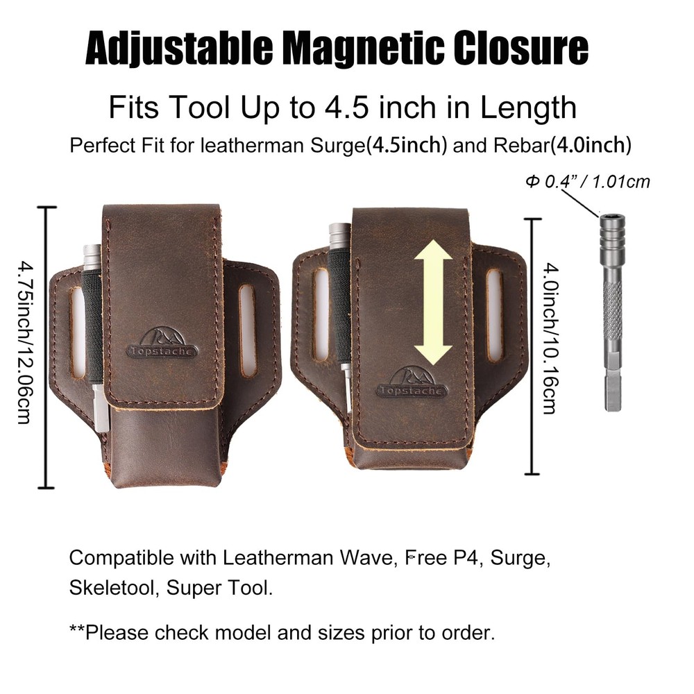 Topstache Leather Multitool Sheath for Belt - Holder - Darkbrown