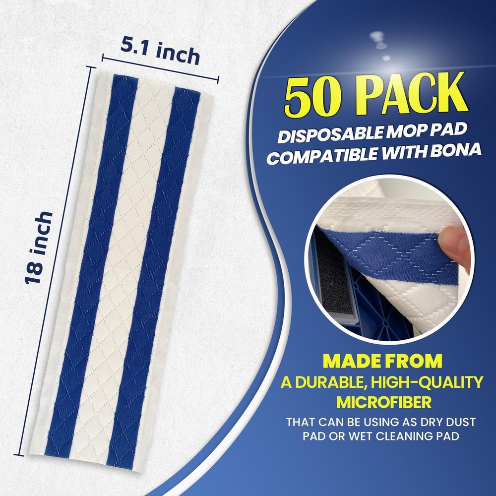Microfiber Disposable Mop Pad for All 16-18'' Hook & Loop System Mop, Wet Dry...
