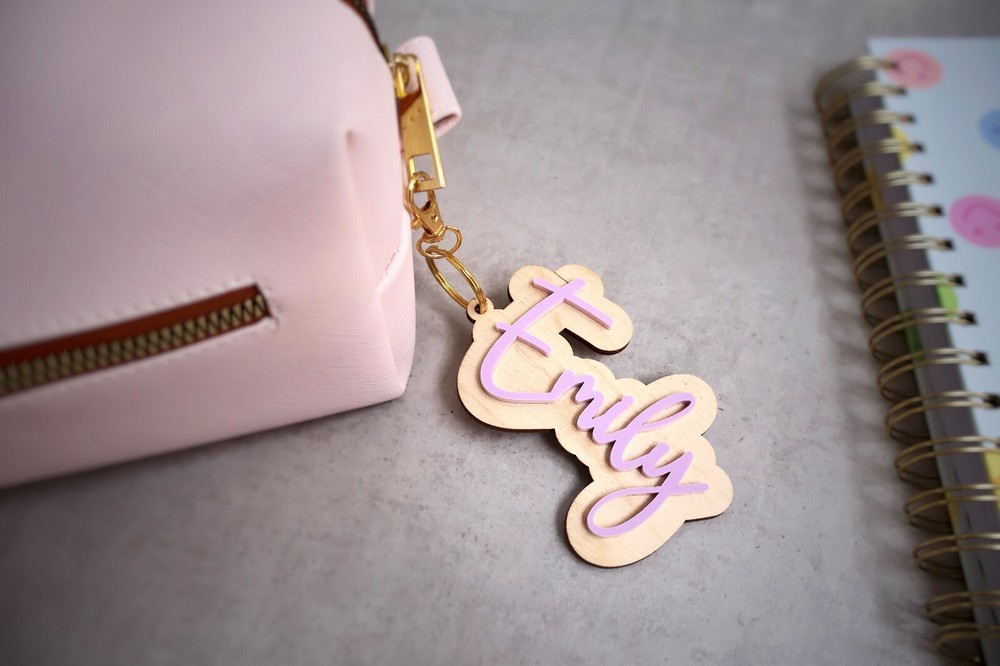 Acrylic Keychain Personalized, Custom Name Charm, School Tag, Backpack,