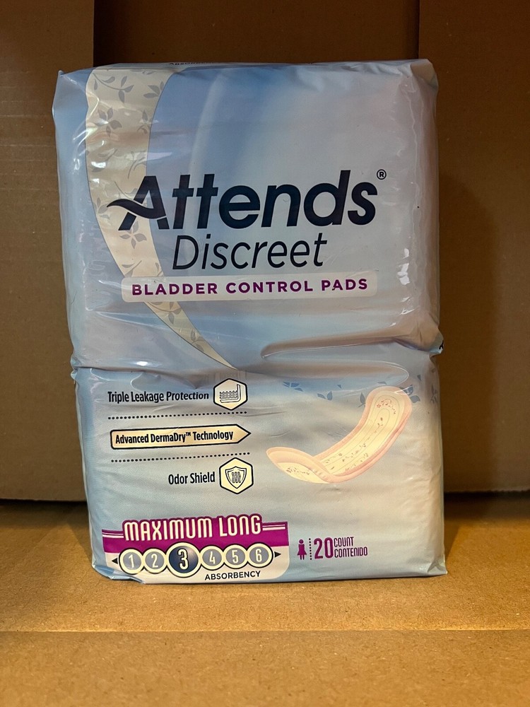 Attends Discreet Women's Maximum Long Bladder Control Pad | (20 Count)