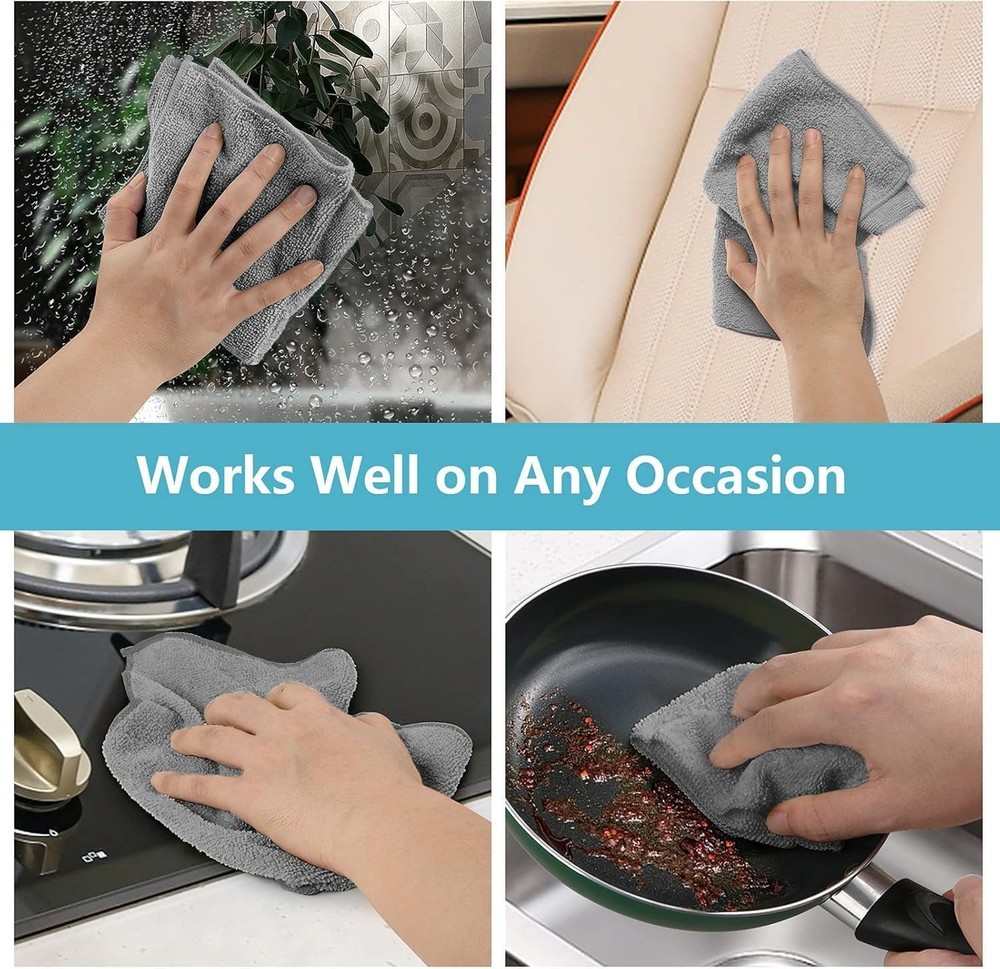Versatile Microfiber Cleaning Cloths 8 Pack - Lint-Free & Eco-Friendly Solution