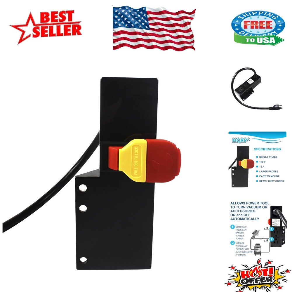 Convenient 15A Power Tool Switch with Dust Control for Workshop Efficiency