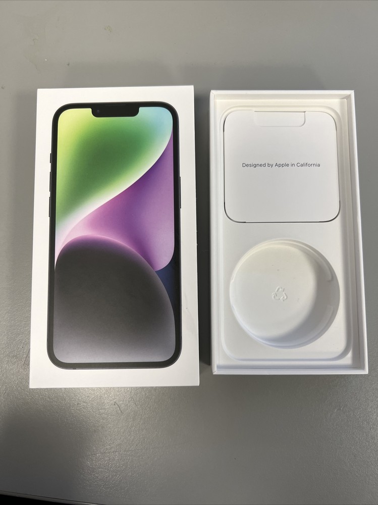 Apple iPhone 14 128gb Midnight EMPTY BOX With Sticker & Inserts ONLY - Genuine
