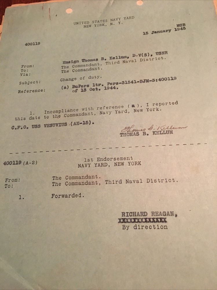 1945-46 U.S.S. VESUVIUS (AE-15) Original Papers Lot￼