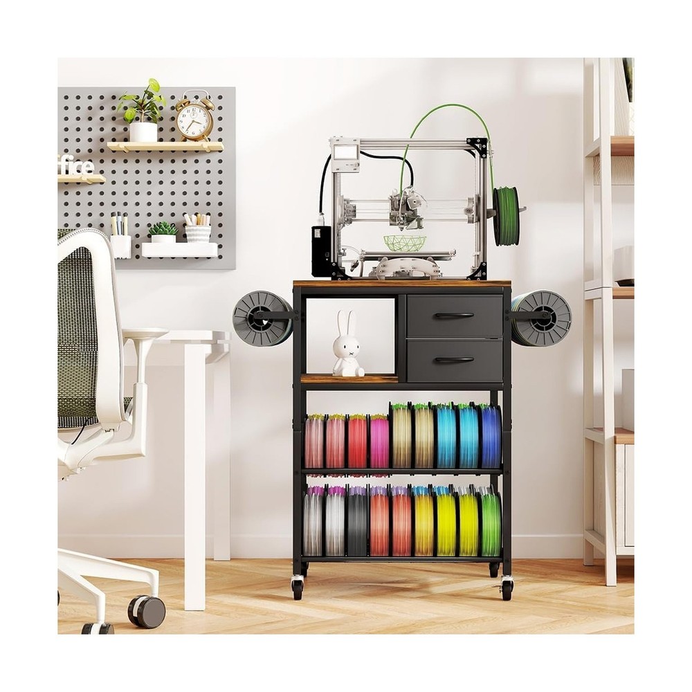 3D Printer Stand with Filaments Storage, Rolling 3D Printer Table Filament St...
