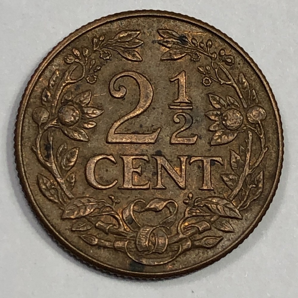 1944 Curacao 2 1/2 Cent Foreign Coin #2408