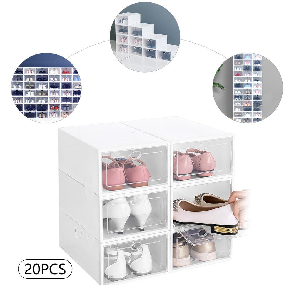 20pcs Sneaker Display Case Organizer Stackable Shoe Storage Box Set Stackable