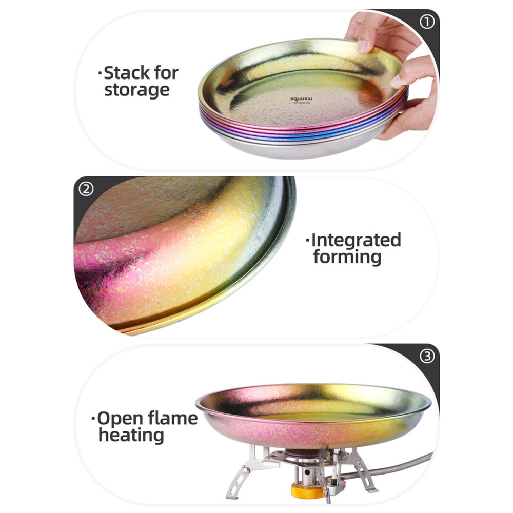 Portable Camping Plate Pure Ti Plate Lightweight V7W2