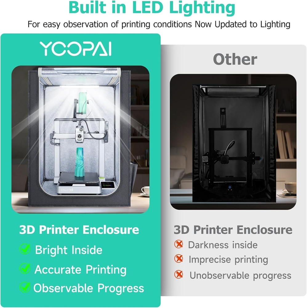 3D Printer Enclosure with LED Light, Designed for Creality Hi & Hi Combo 3D Prin