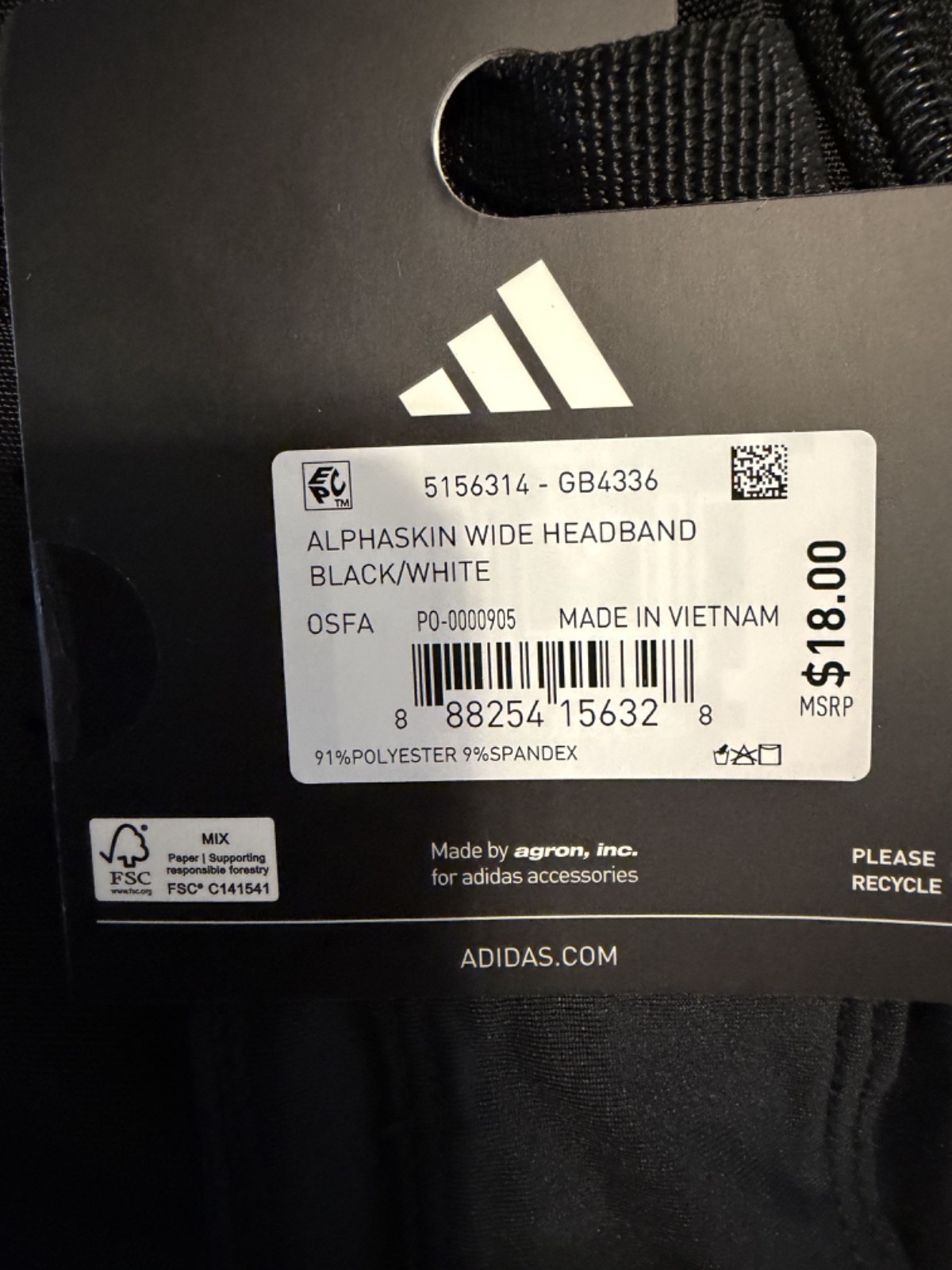 Adidas 3 Piece Bundle Backpack 34oz Water Bottle Alphaskin Headband Retail $107