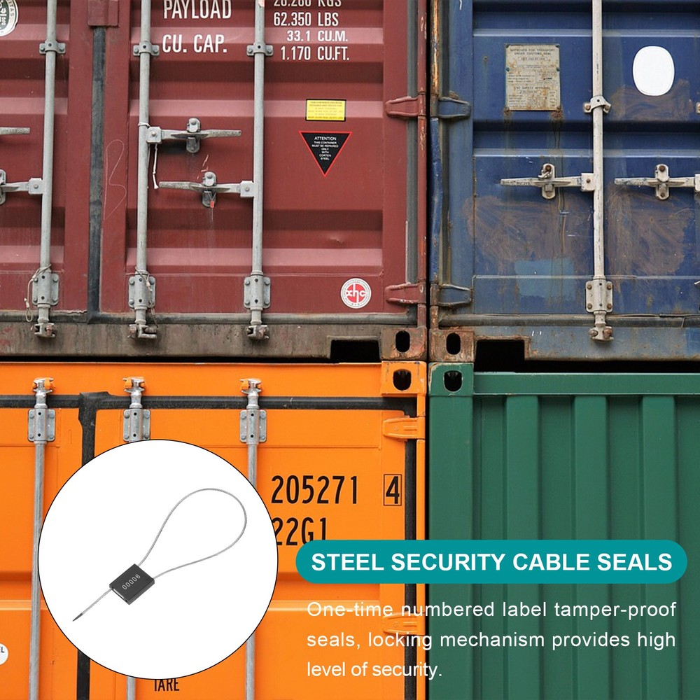 100Pcs Security Cable Seals 13" Numbered Tamper Proof Seal Self Locking Black