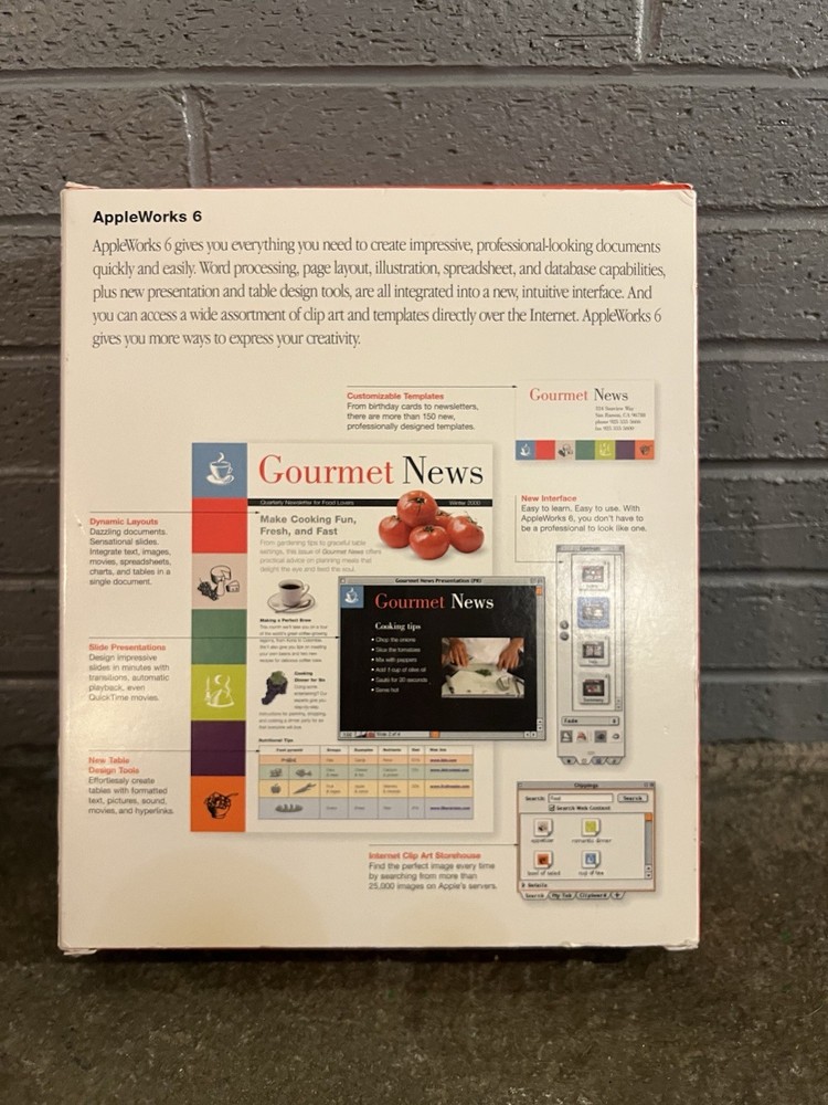 2000 Macintosh AppleWorks 6 For Mac OS Version 6.0 Installation CD W/ Manuals