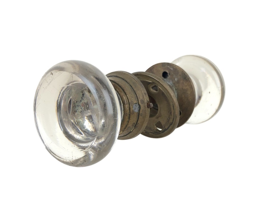 3 Pairs of Antique Glass Door Knobs Doorknobs with Hardware 6 Clear Knobs