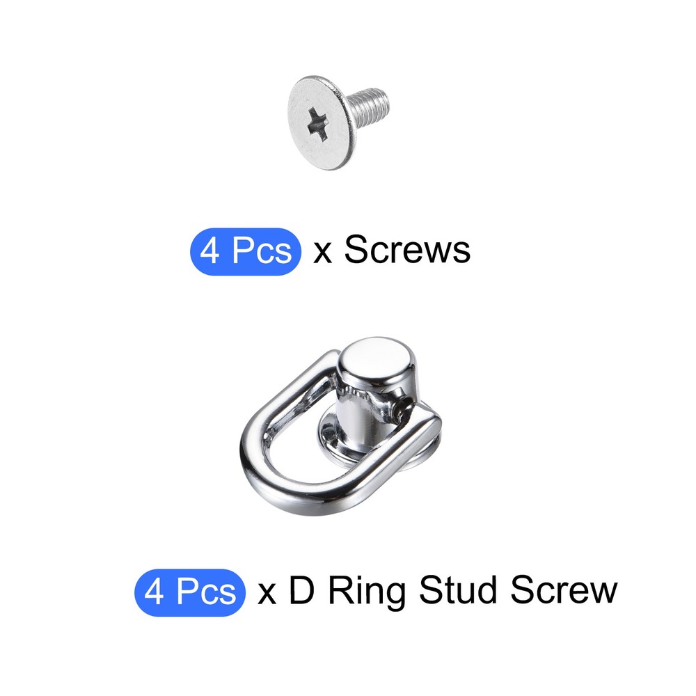 D Ring Stud Screw Ball Post Head(12mm/0.47")4Pcs, Silver White