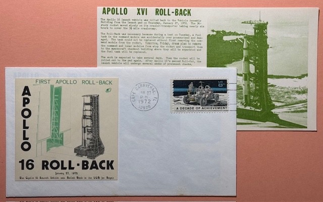 APOLLO 16 ROLL-BACK WITH INSERT POSTAL COVER UNADDRESSED
