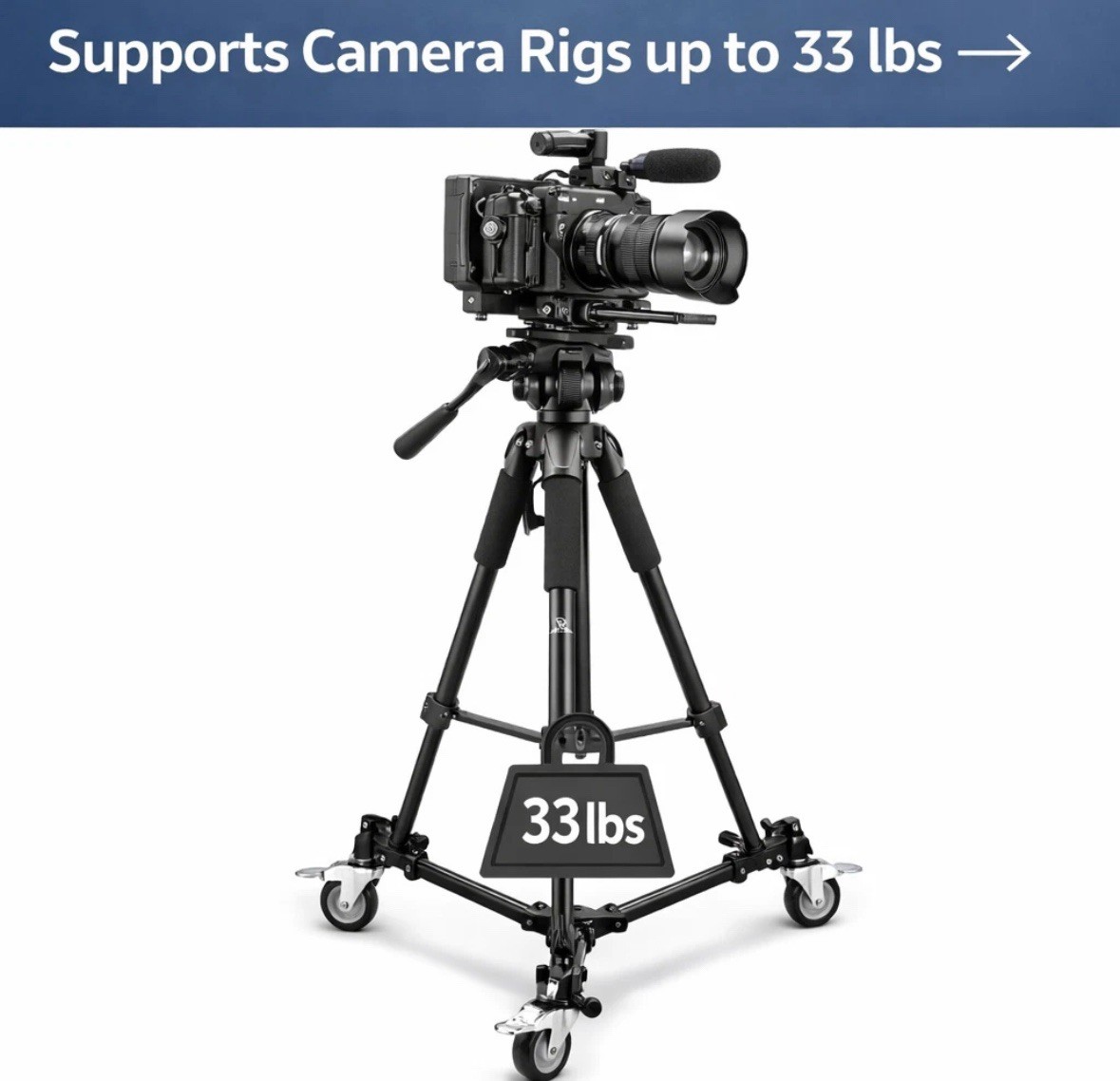 Professional Camera Tripod Dolly Folding Heavy Duty Wheels