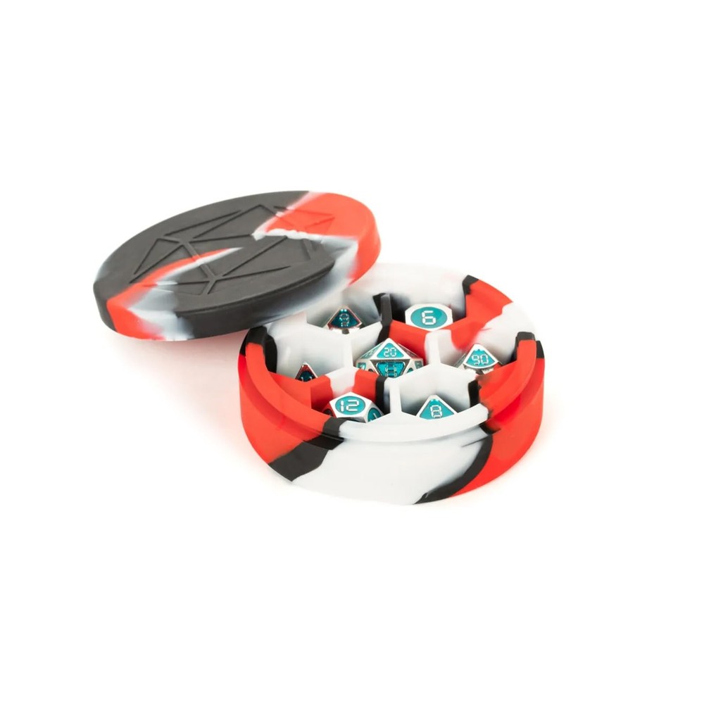 Silicone Round Dice Case: RDBKWH - Lican Dice