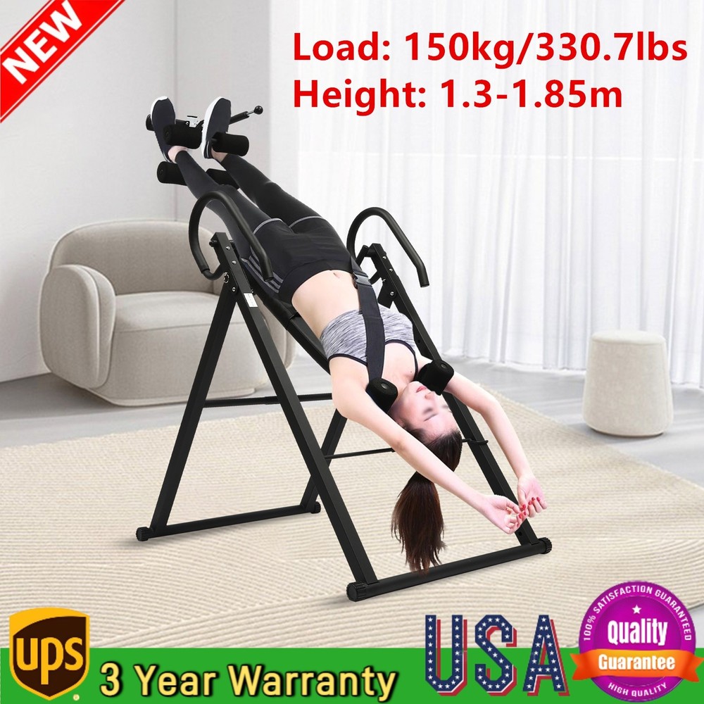 Inversion Table Extended Ankle Lock Handle Back Pain Relief Equipment 130-185cm