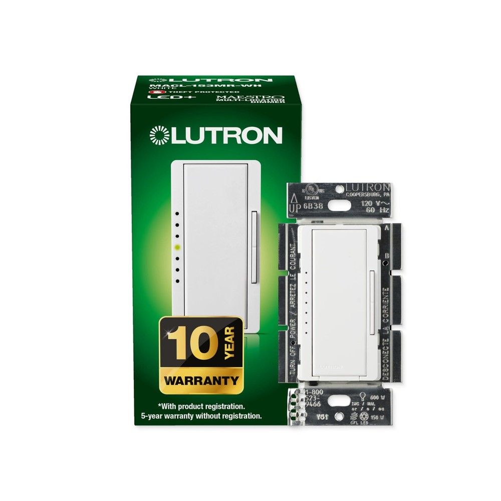 LUTRON MAESTRO LED+ MACL-153M-WH Dimmer Switch White - NEW