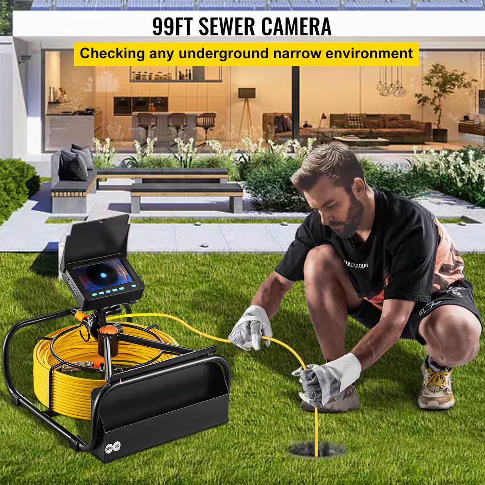 Sewer Camera 98.4 Ft/30 M 4.3 In. Pipe Drain Inspection Camera with DVR Function