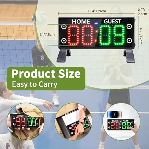 12" Large Electronic Scoreboard with Countdown Clock, Portable Digital
