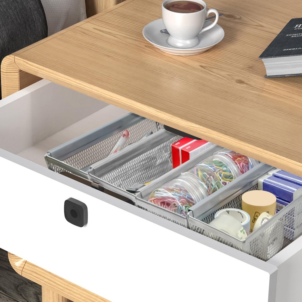 2PCS Drawer Organizer, Mesh Drawer Organizer with Interlocking Arm for Utensi...