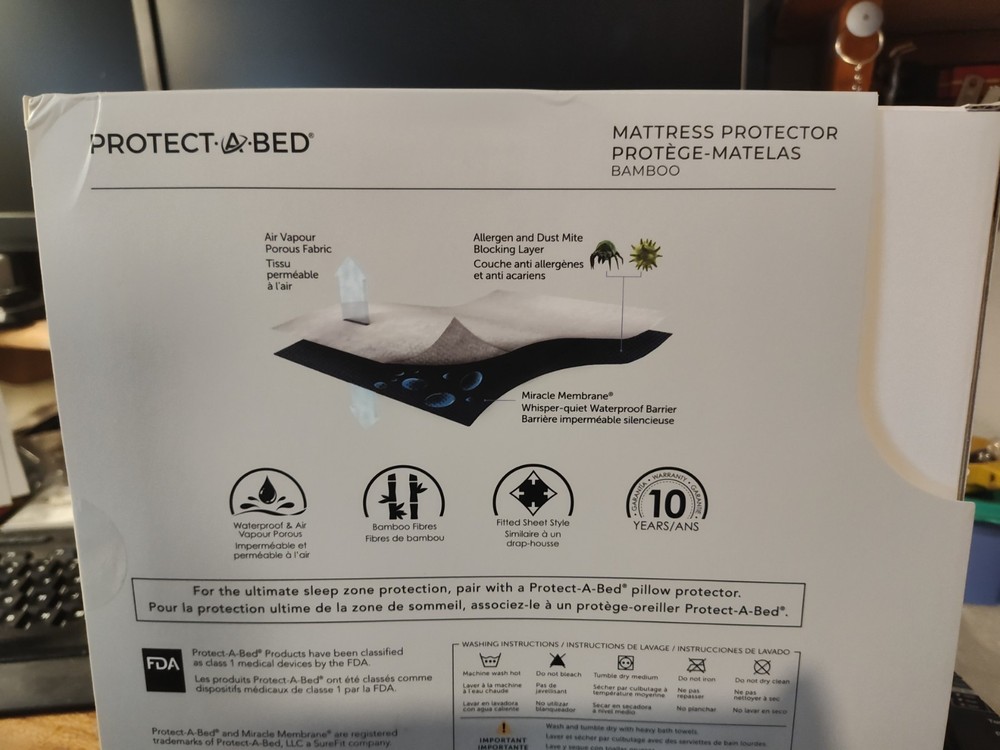 TWIN Protect-A-Bed Mattress Protector Bamboo - Allergen Blocking - Closeout