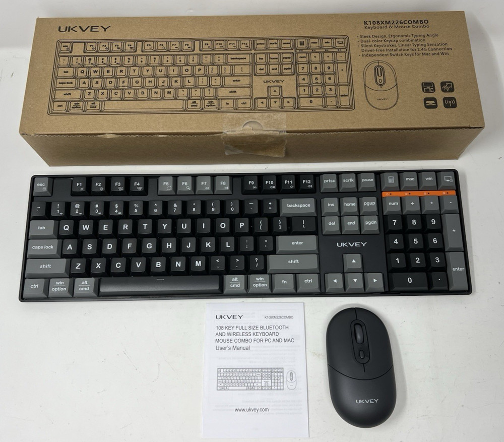 Wireless Bluetooth Keyboard & Mouse for Mac & PC Multi-Device Battery Powered BL