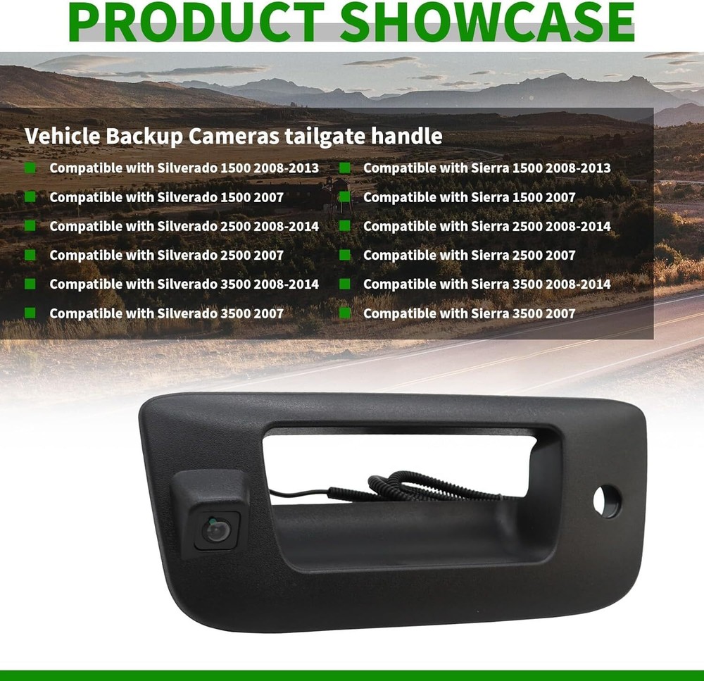 Rear View Backup Tailgate Handle Camera Compatible with 2007-2013 Silverado/S...