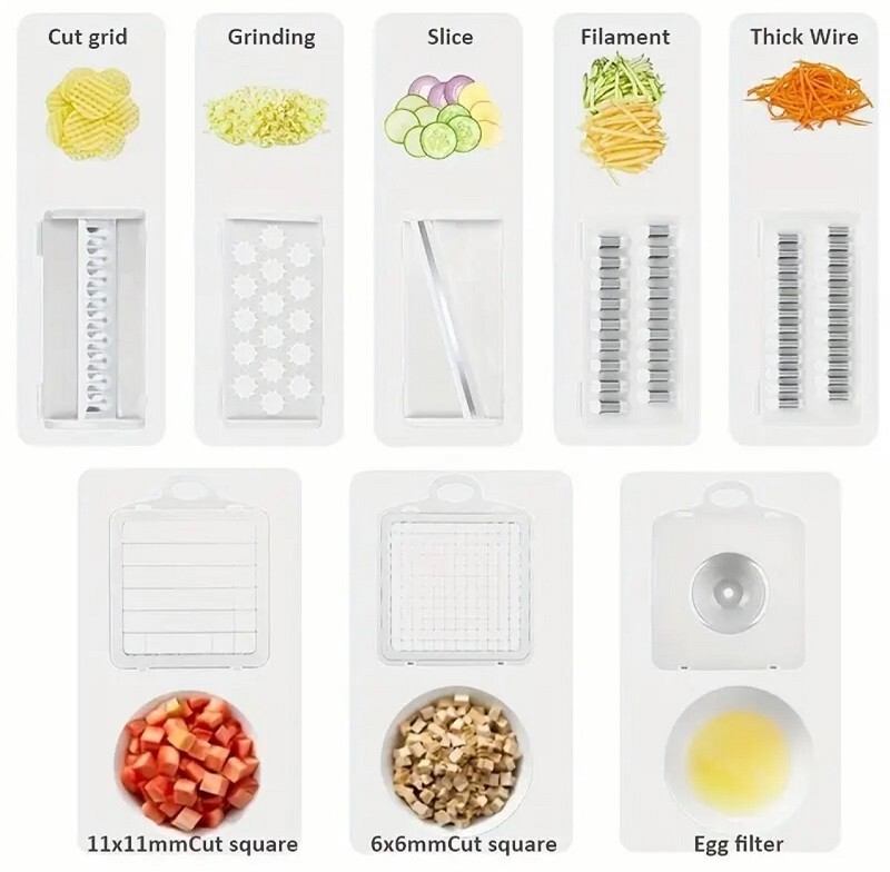 15pcs/Set Multifunctional Vegetable Chopper - Blue