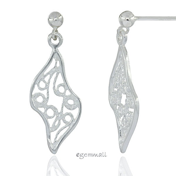 Sterling Silver Leaf Stud Post Earrings #53150