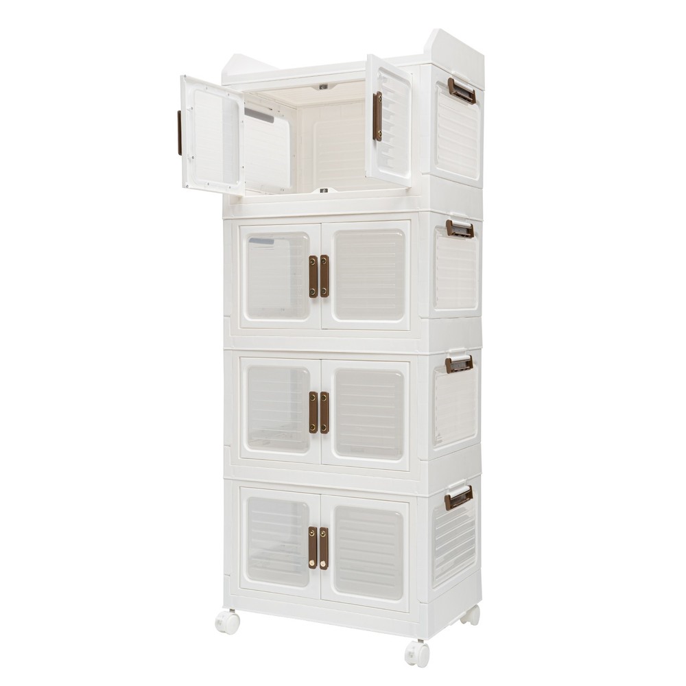 Plastic Collapsible Storage Bins with Lids & Wheels Stackable Closet Organizers