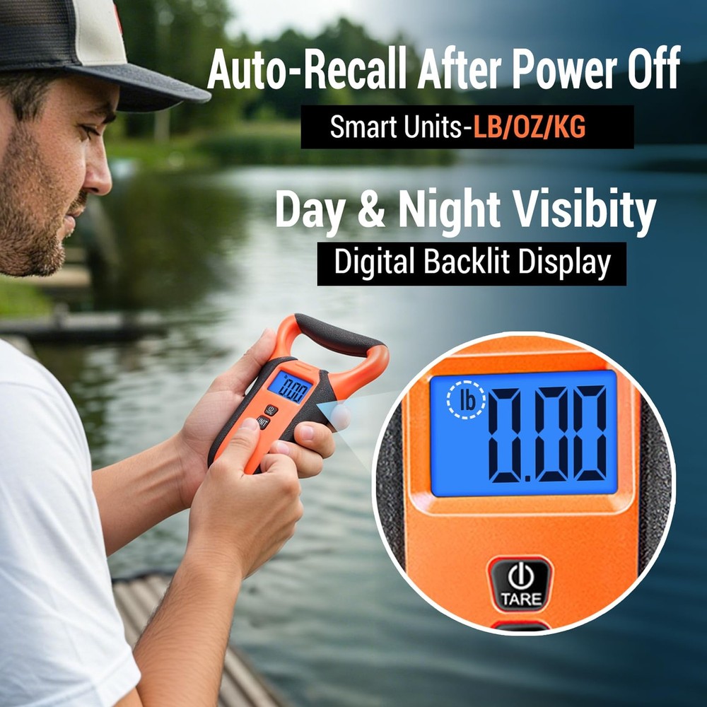 Fish Scale Digital Waterproof Floating LCD 110lb Capacity Memory Storage