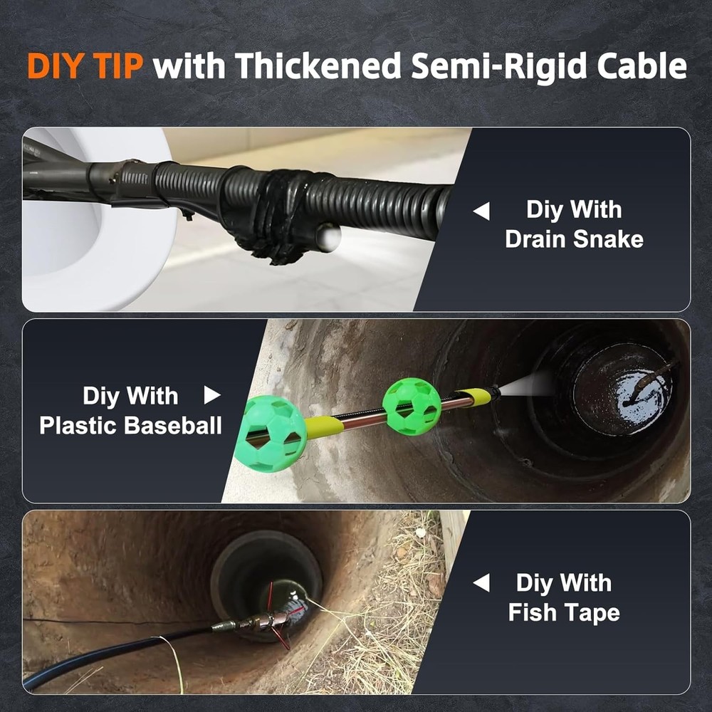 High-Performance 1080P Inspection Camera - 16.5FT Cable & Built-in LED Lights