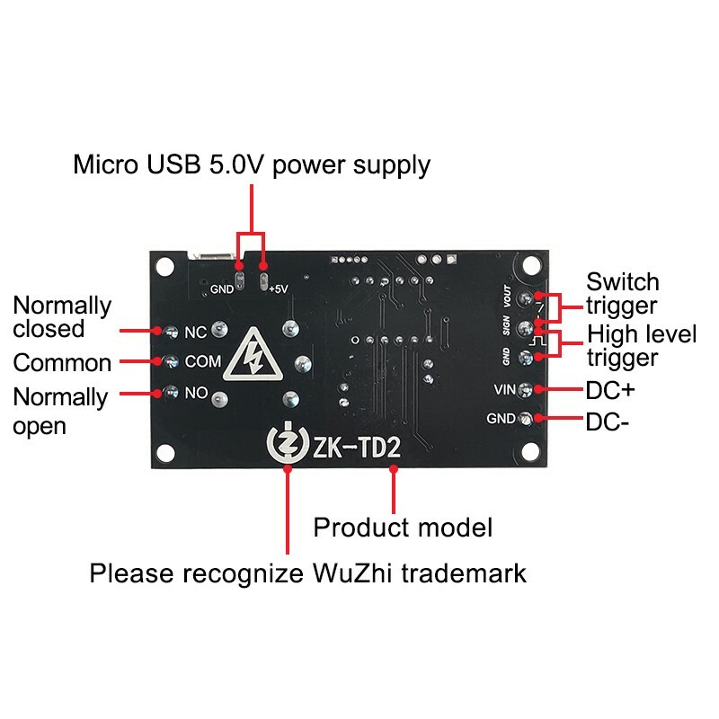 ZK-TD2 Time Delay Relay Module 5V12V24V Compatible Trigger Cycle Timing