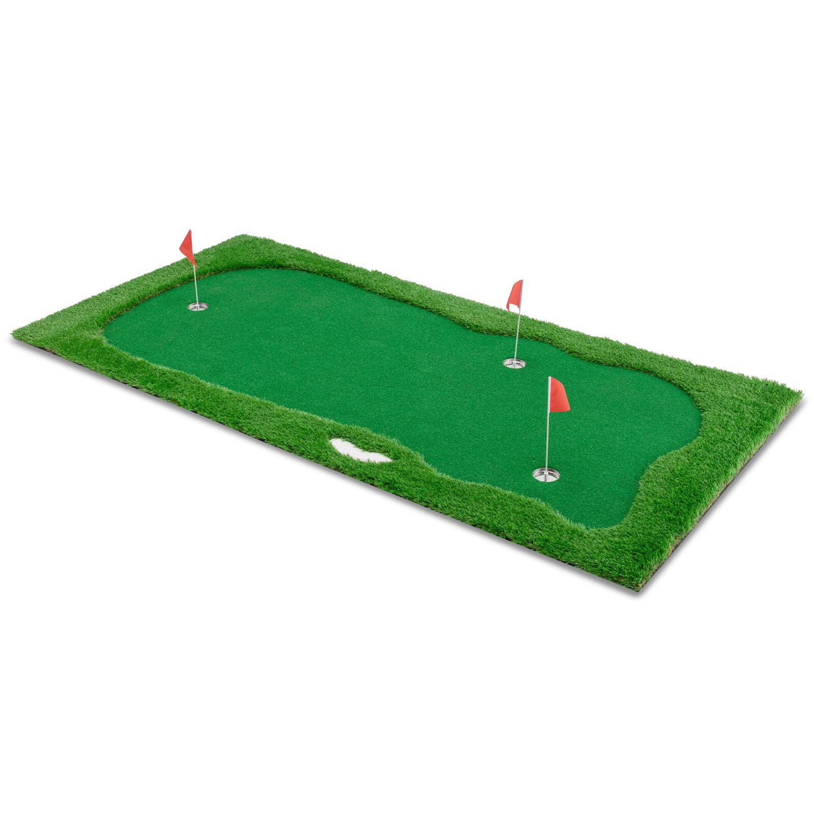 10x5ft Golf Training Mat Putting Green Turf 3 Holes 3 Flags Cups Indoor Outdoor