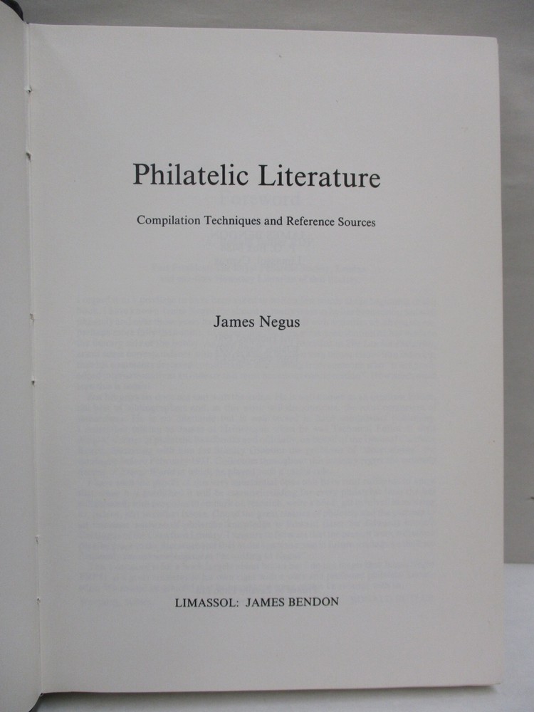 Philatelic Literature Compilation Techniques & Reference Sources by James Negus
