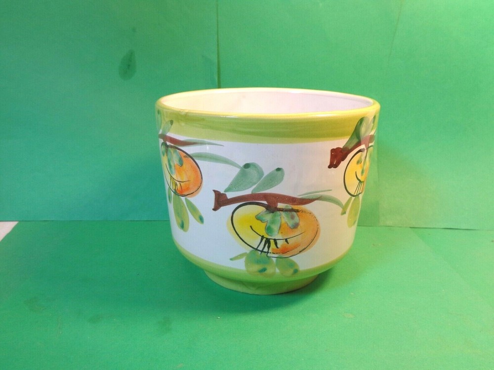 Fruit Pattern 5" Pottery Vase, Italy (Used/EUC)