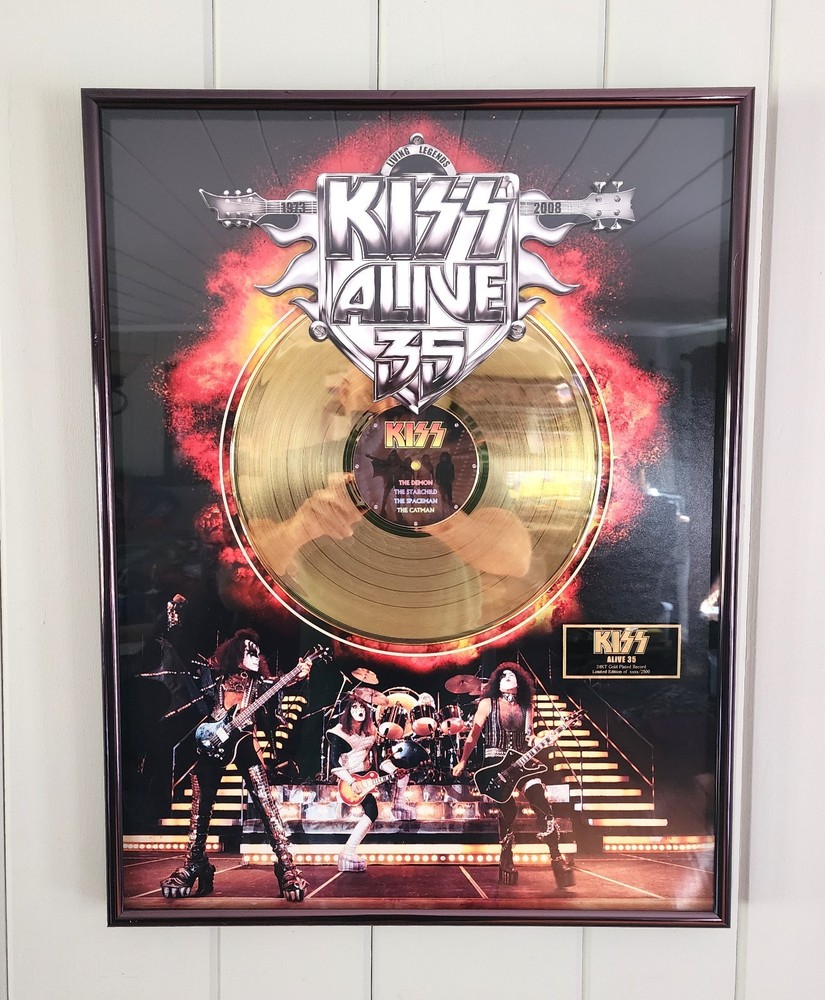 KISS ALIVE 35th ANNIVERSARY - 24 KT GOLD PLATED RECORD PLAQUE AWARD 0 OF 2500
