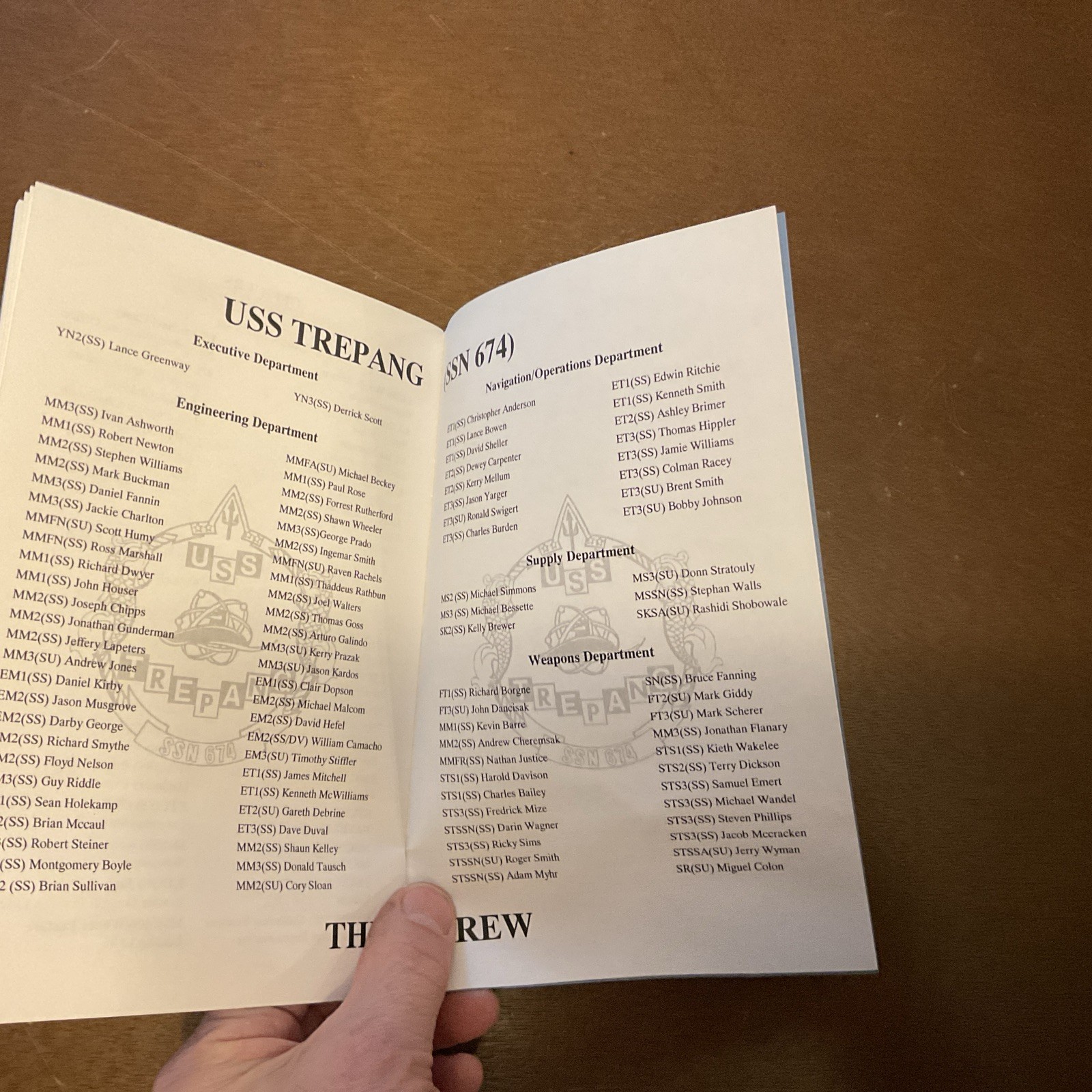 1998 Change of Command Ceremony USS TREPANG SSN 674 Handout Pamphlet Vintage