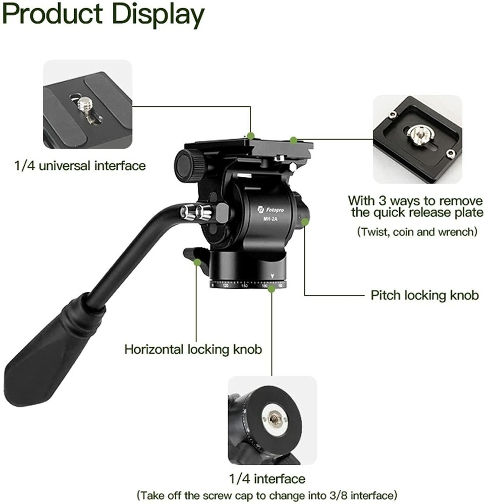 Fotopro MH-2A Fluid Head Tripod Head for Camera