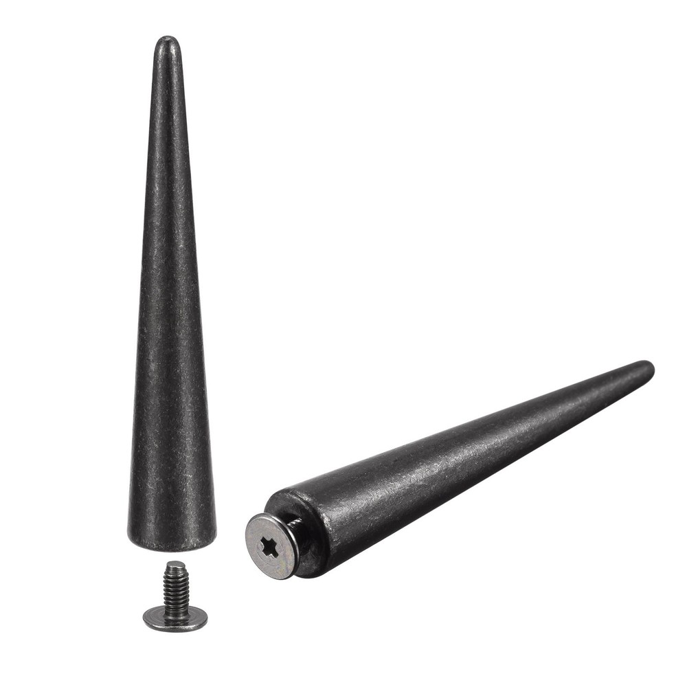 10x55mm Screw Back Rivets, 5 Sets Solid Leather Studs for DIY Black