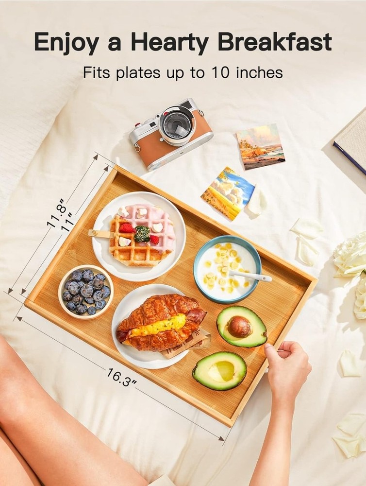 Bamboo Breakfast Bed Tray Table with Folding Legs