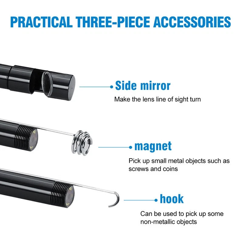 USB Type-C Endoscope Borescope Snake Inspection Camera 3 in 1 for PC Android